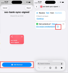 Guide to Connect SOC Finance with Shortcuts to Record SMS Transactions